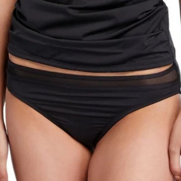 TOMMY BAHAMA NWT Black Mesh Inset Hipster Bikini Bottoms Full Coverage Size 1X - Picture 4 of 10